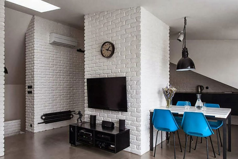 Гипсовая плитка под кирпич в интерьере