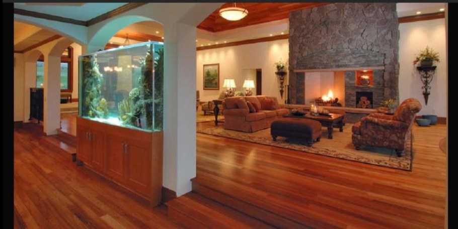 Аквариум в интерьере гостиной