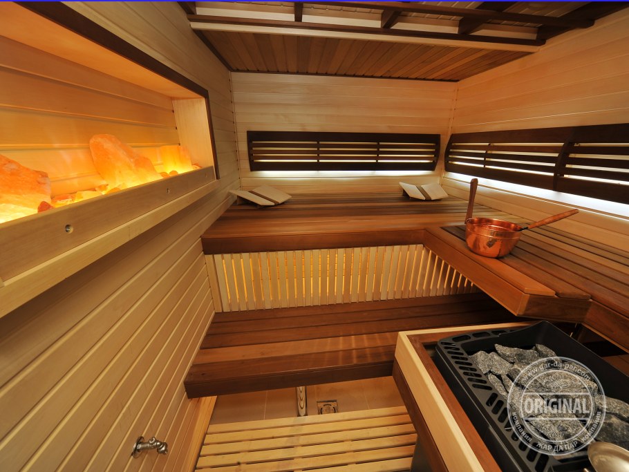 Интерьер бани с мансардой 6х4
