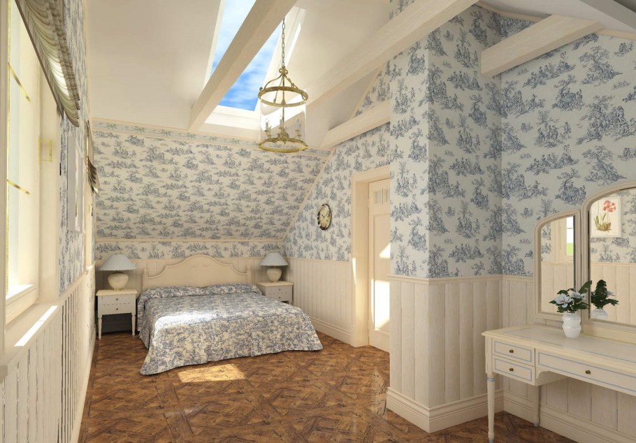 Спальня в стиле Прованс в деревянном доме