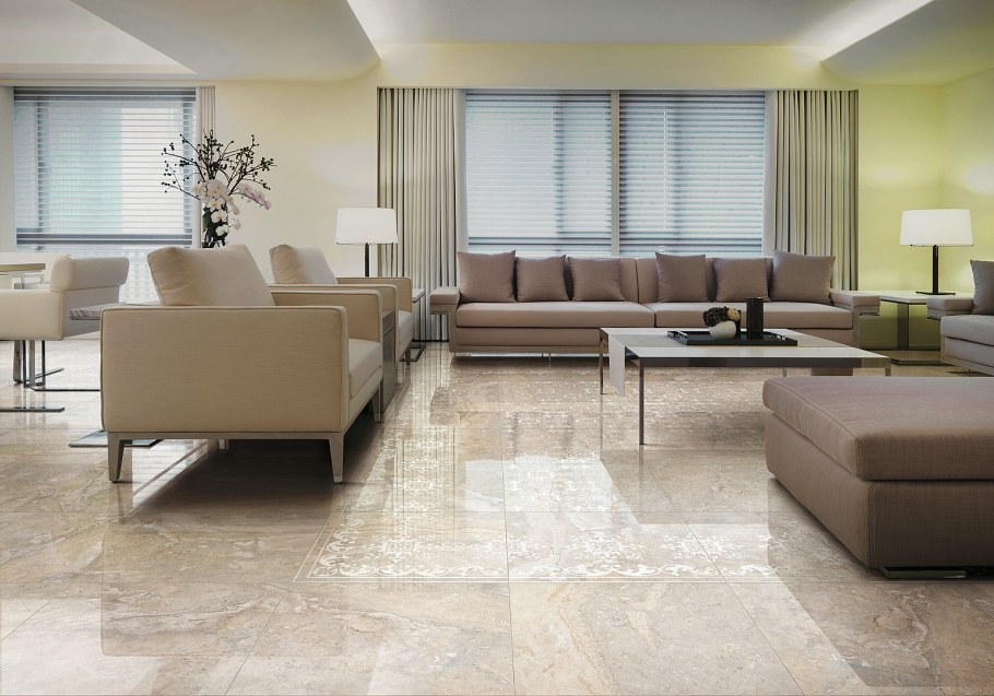 Мрамор в интерьере гостиной