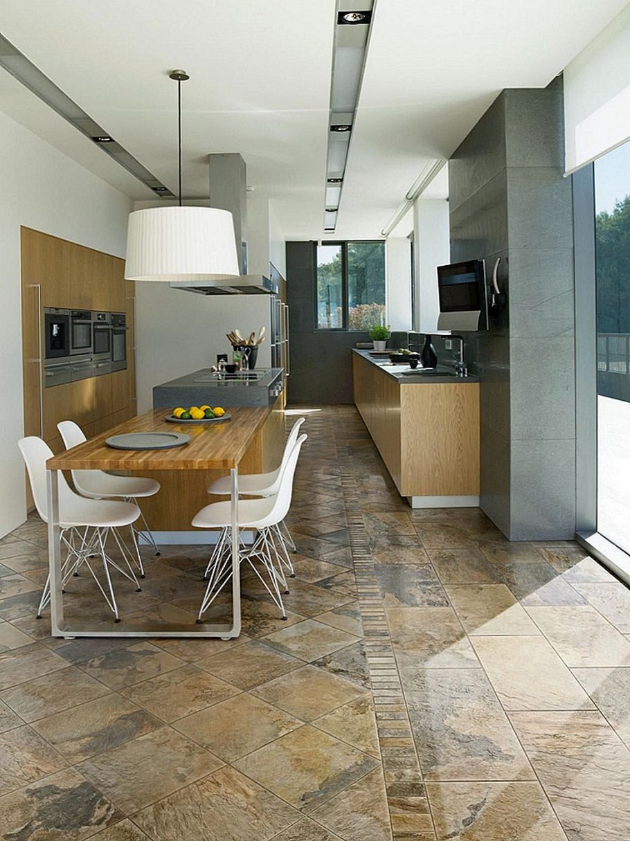 Мрамор в кухне гостиной