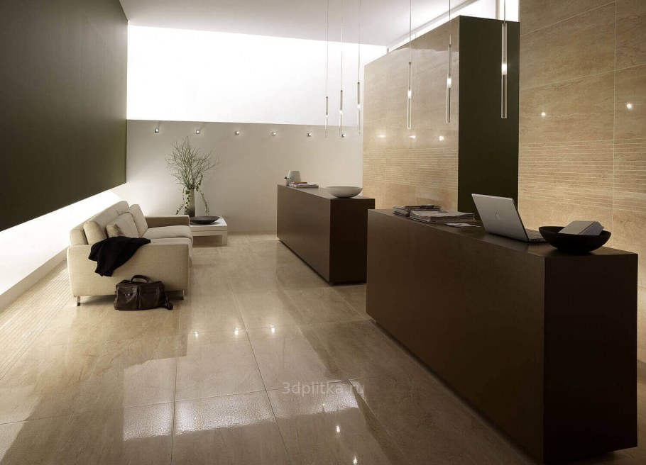 Кухня гостиная с мраморным полом