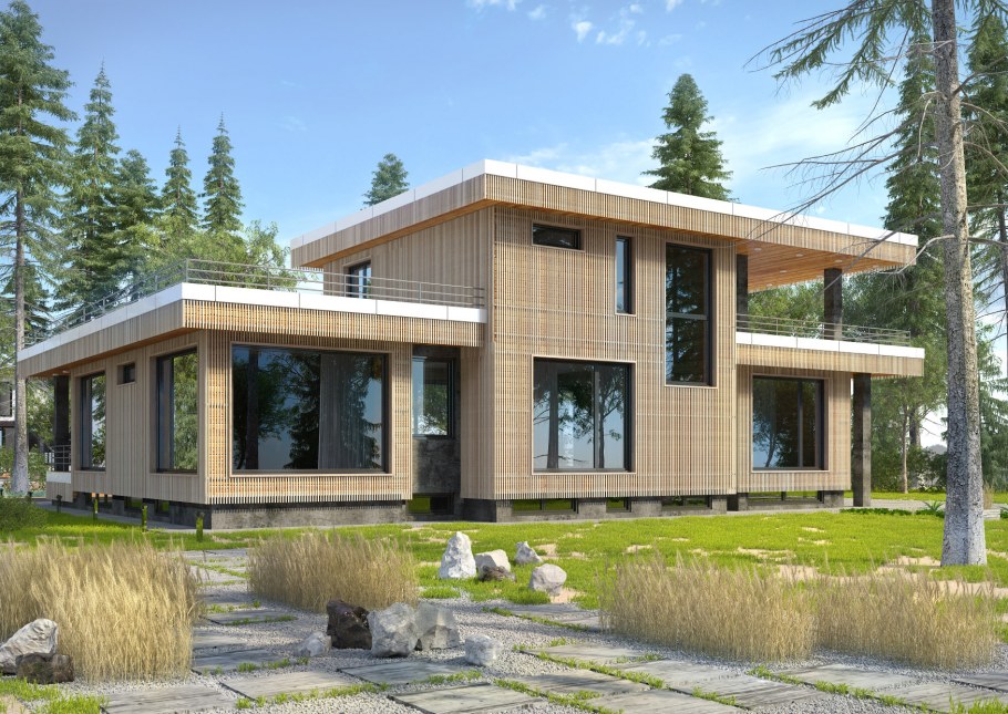 Дом с плоской крышей монолит 170 м