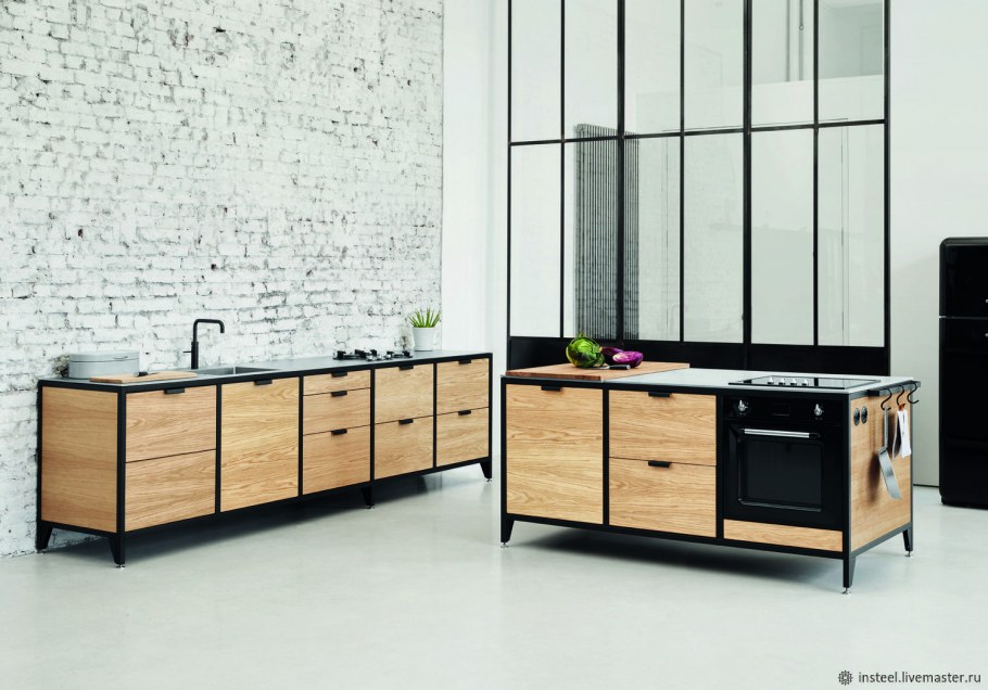 Кухня лофт на металлическом каркасе