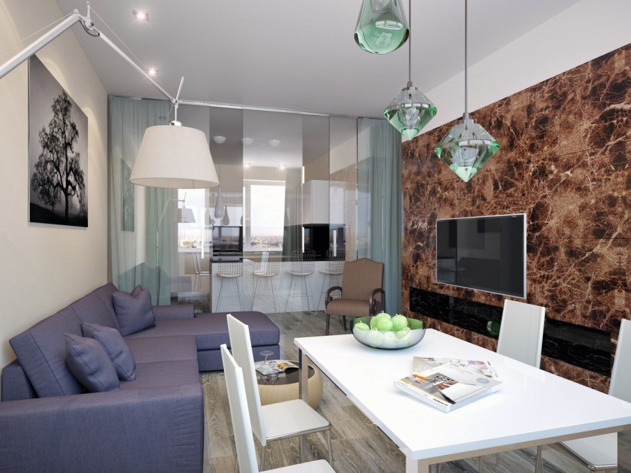 Обеденный стол в гостиной 20 кв.м