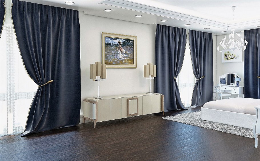 Темные стены светлые шторы