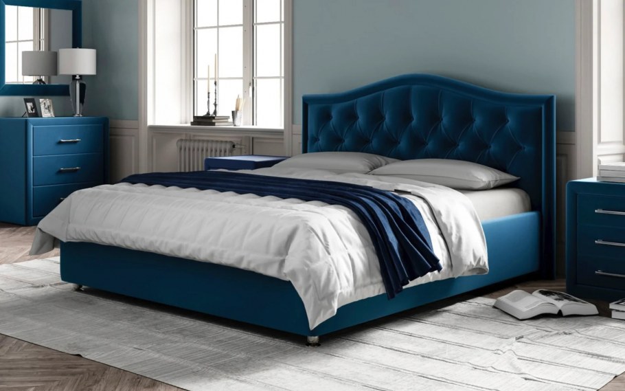 Аскона кровать Каролина синяя