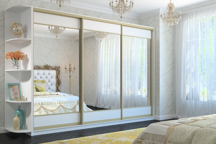 Шкаф купе белый Фуджи черный профиль