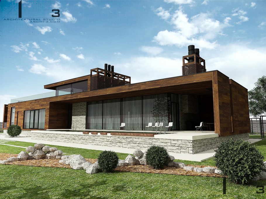 Гостиная в эко стиле в доме