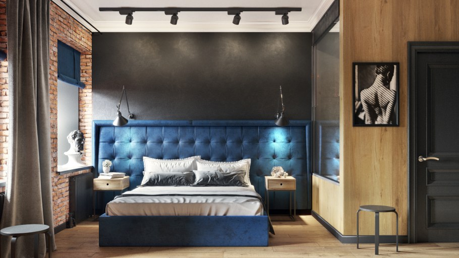 Белая спальня в стиле лофт