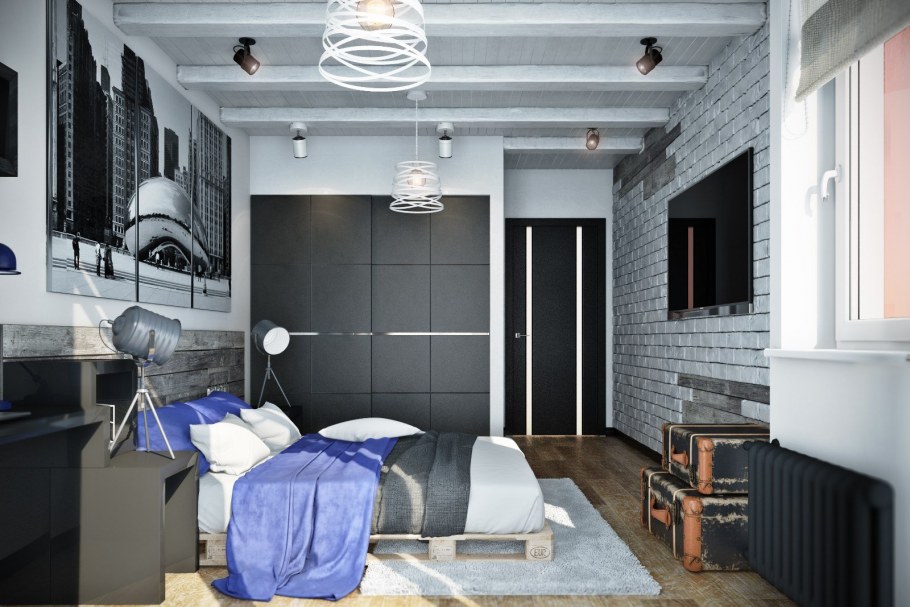 Спальня лофт