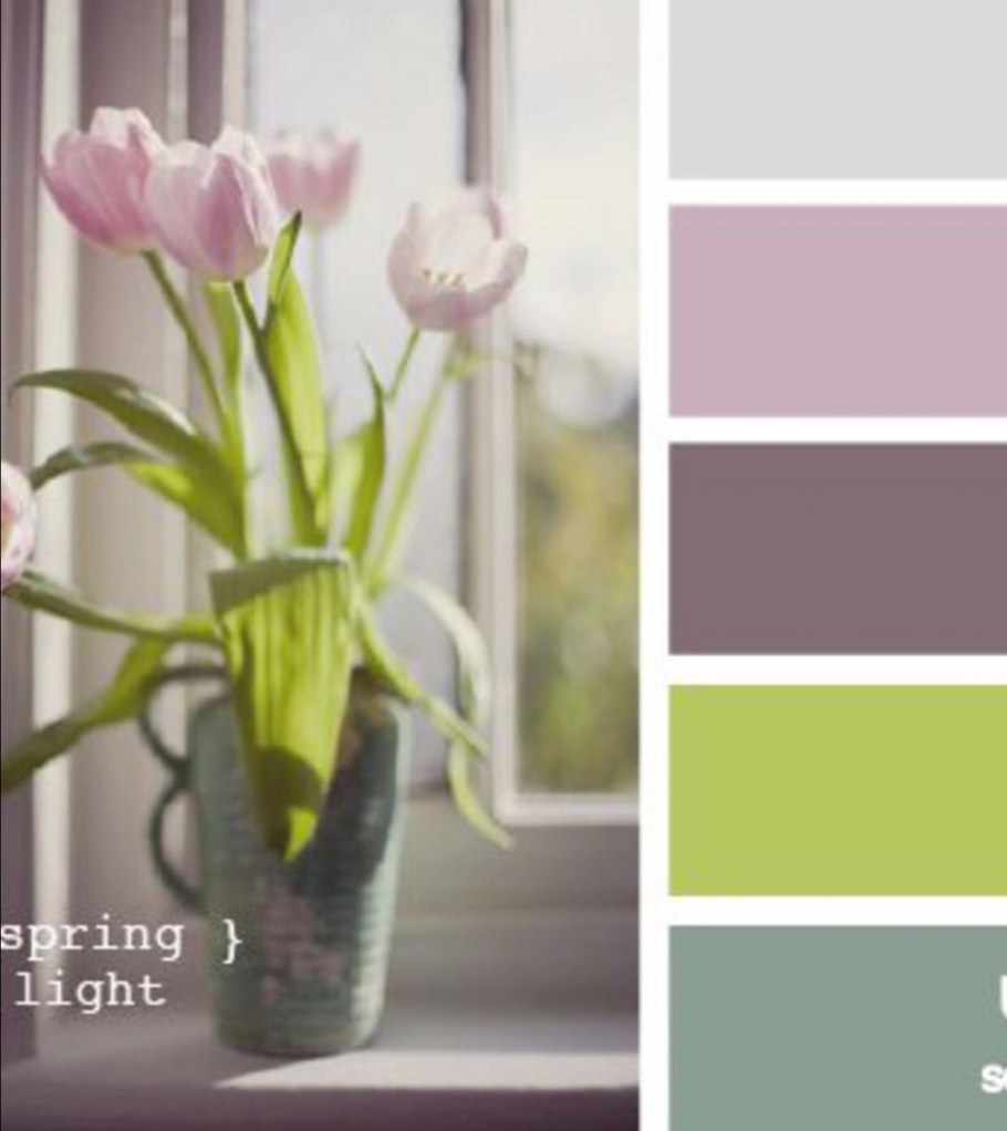 Сочетания розового, салатового, бежевого