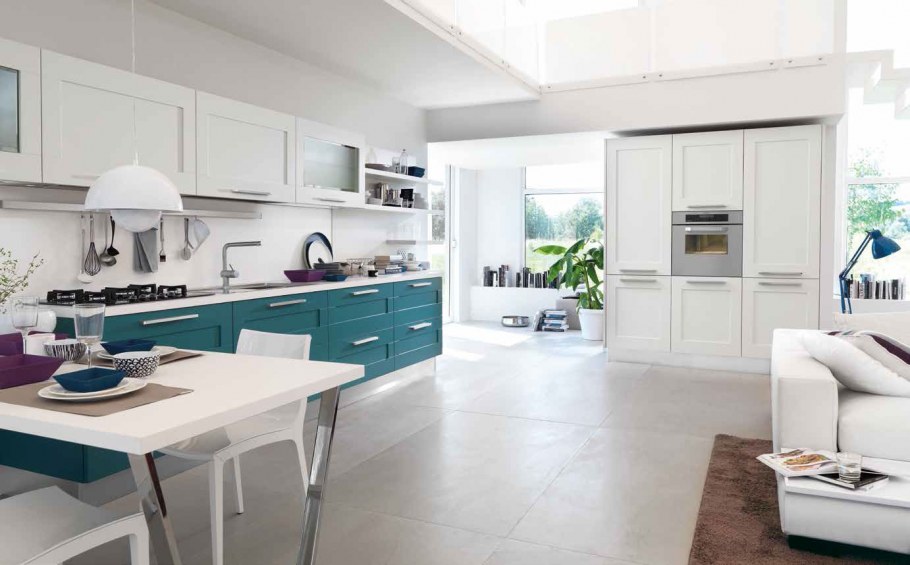 Бело голубая кухня