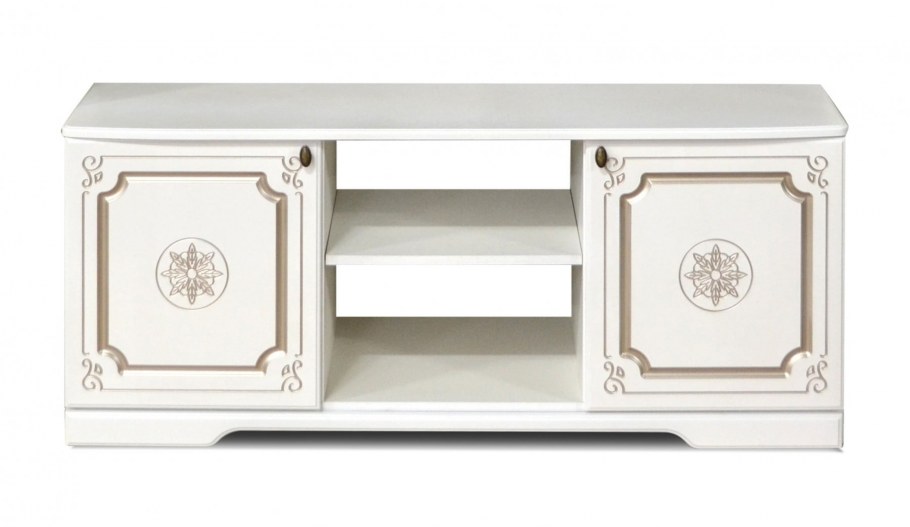 ТВ тумба белая с золотом