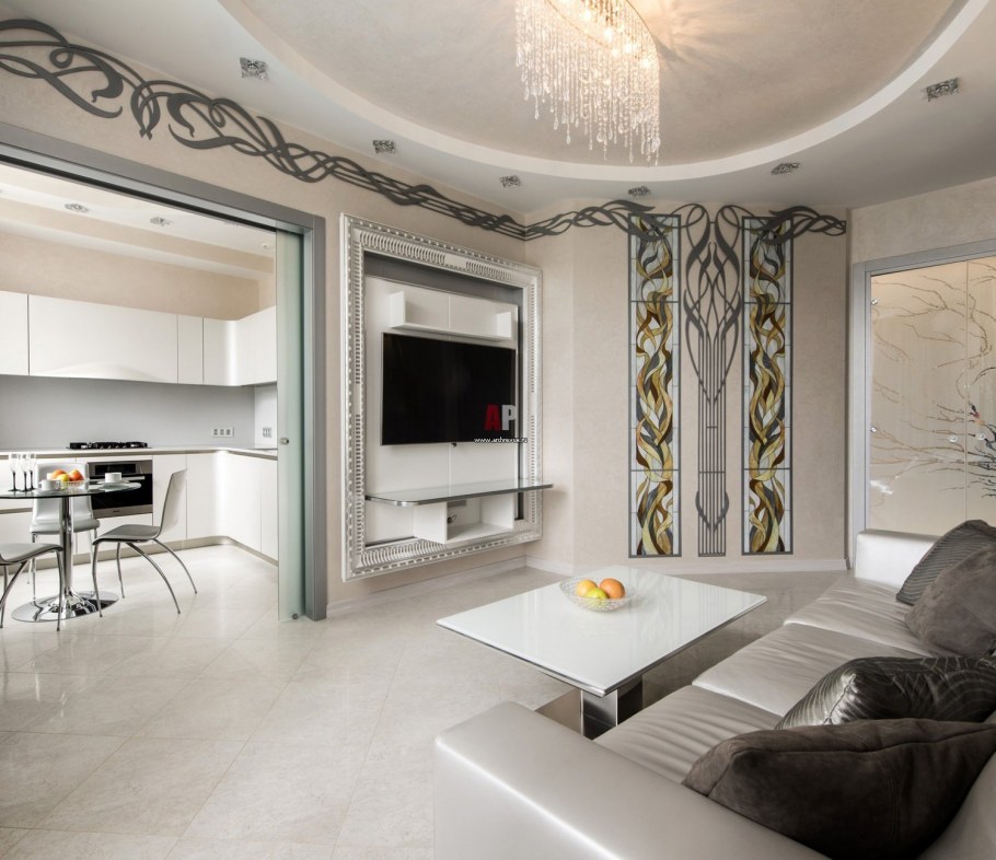 Интерьер гостиной в стиле арт нуво