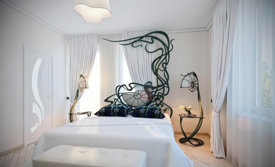 Интерьер ар нуво спальня