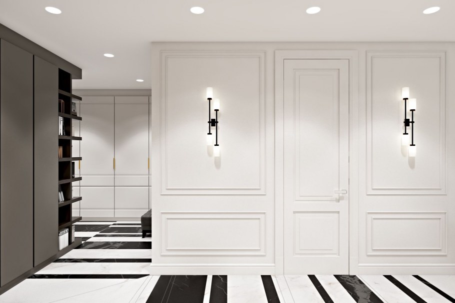 Белая стена с молдингами