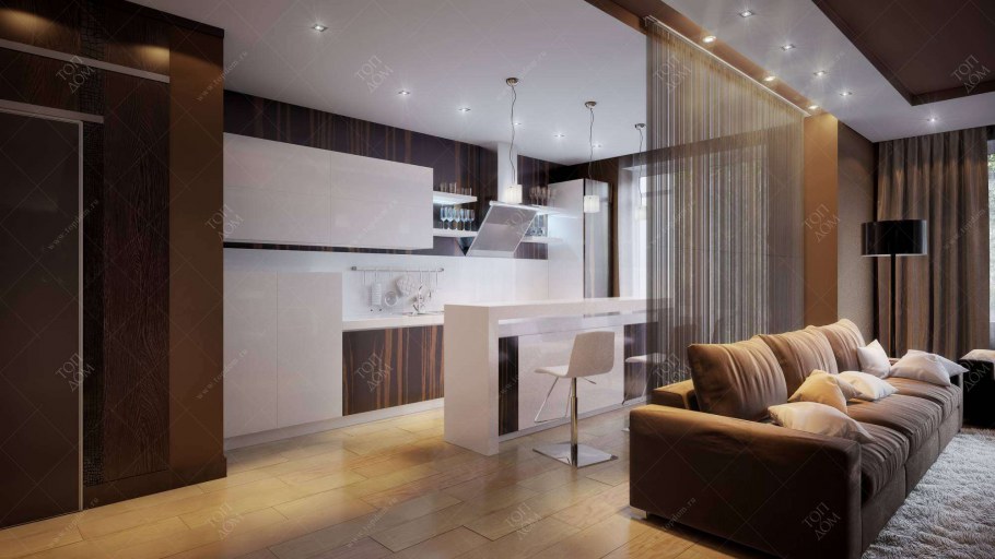 Гостиная в современном стиле в таунхаусе