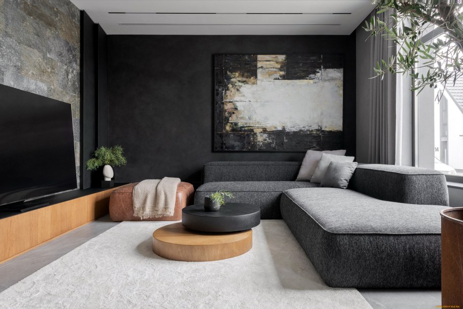 Изумрудный диван в интерьере гостиной