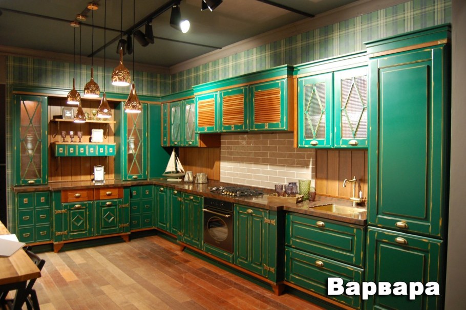 Зелёная столешница для кухни