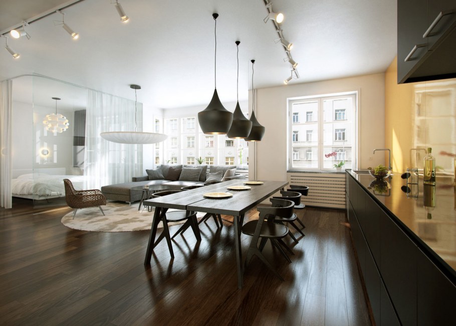 Люстра для низкого потолка в интерьере