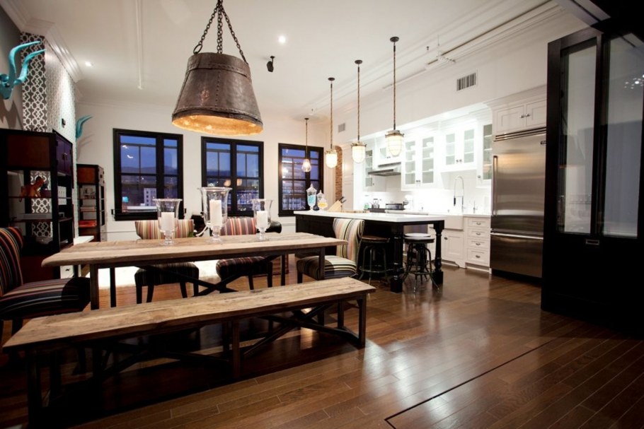 Потолок в стиле лофт на кухне