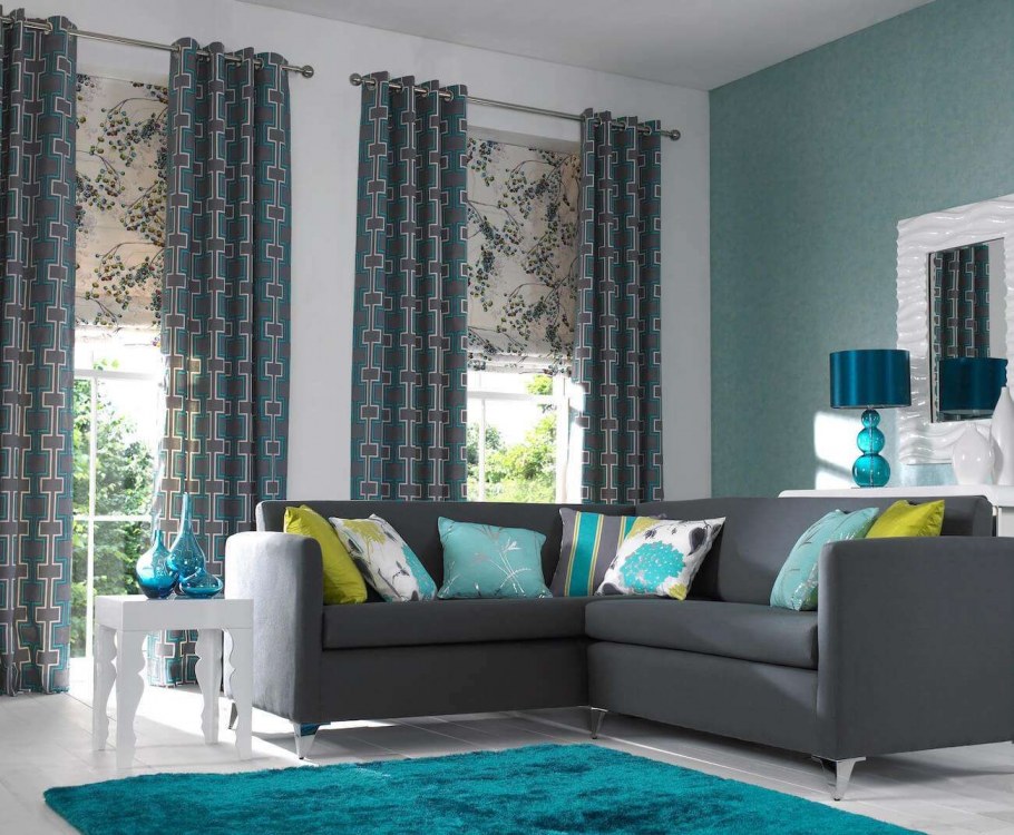 Бирюзовый цвет стен в интерьере