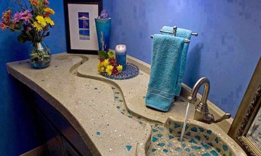 Необычные столешницы в ванной комнате