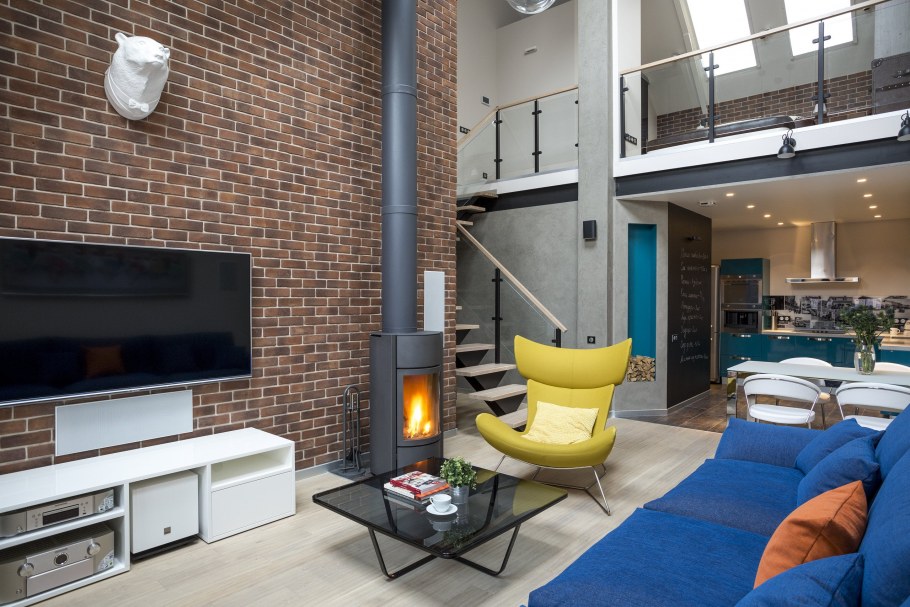 Гостиная в стиле лофт