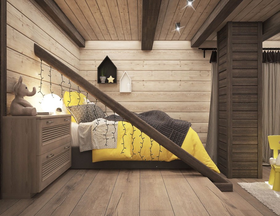 Интерьер для дачи с вагонкой матово серый