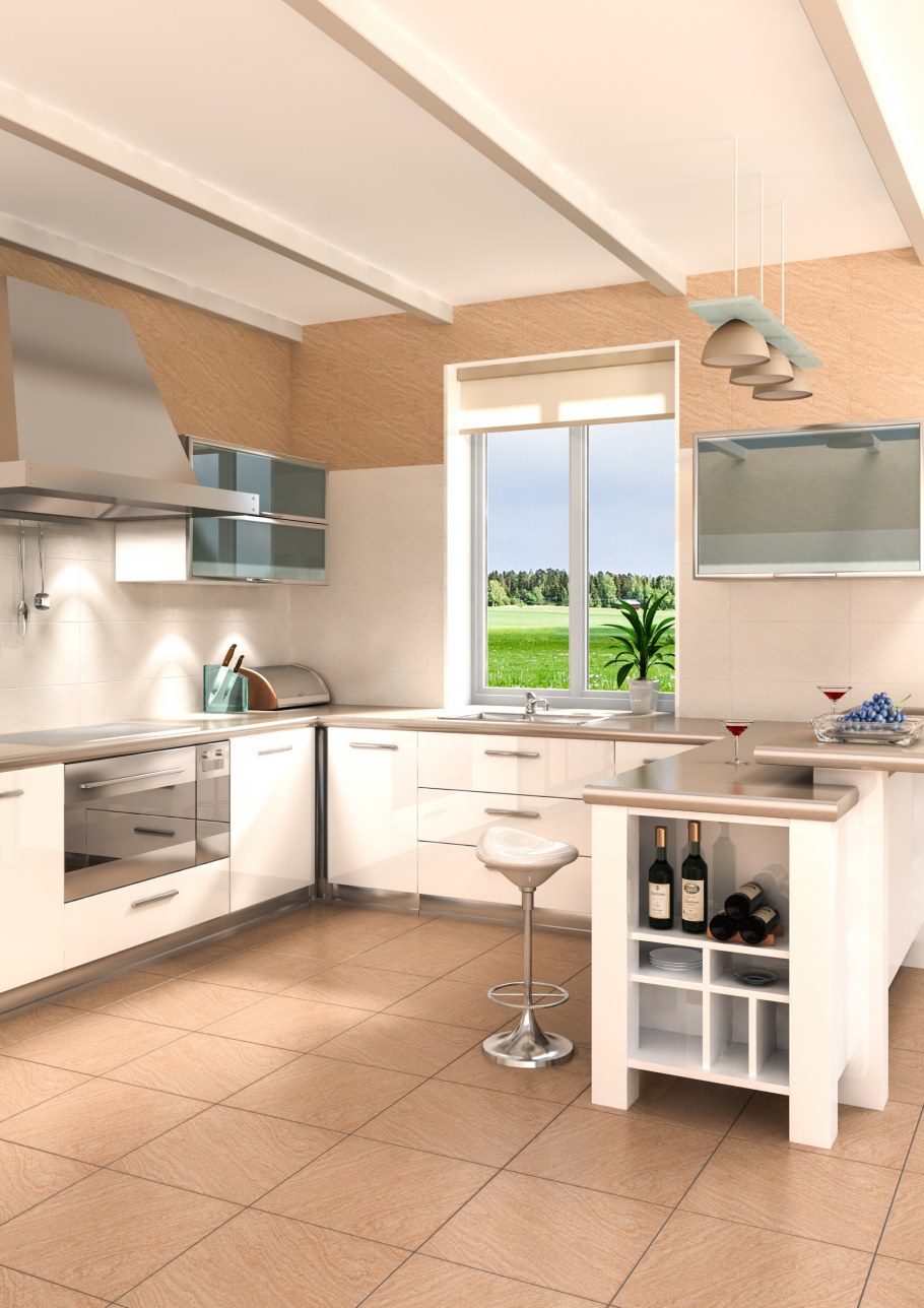 Плитка в кухню на пол в классическом стиле