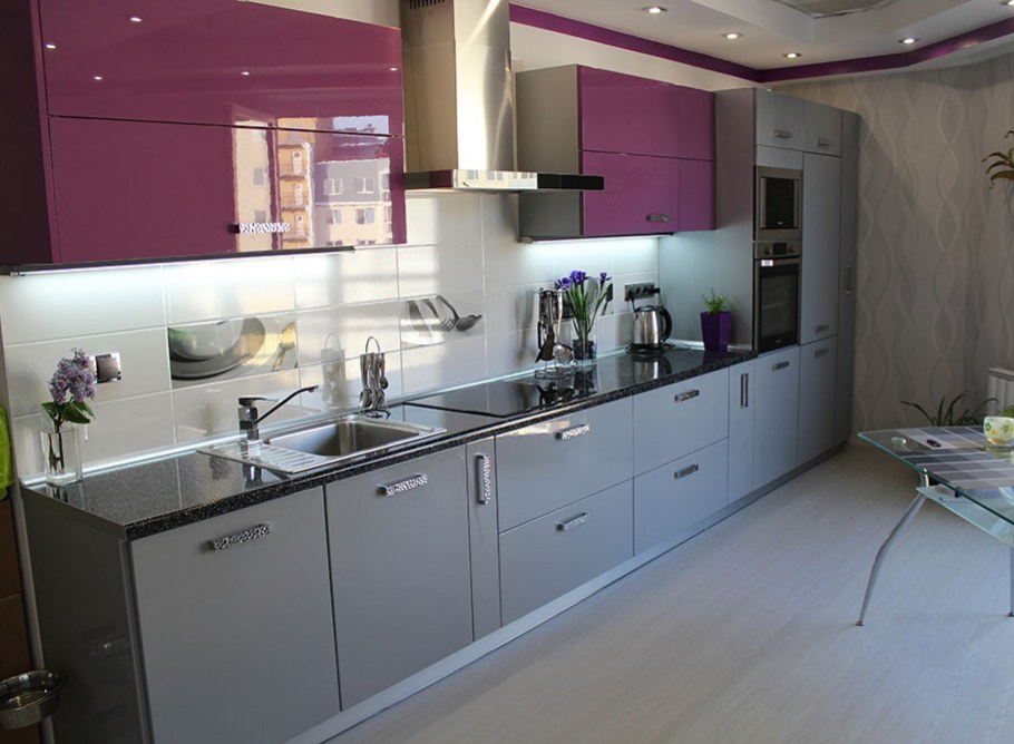 Стендмебель кухня Глория фиолетовый металлик