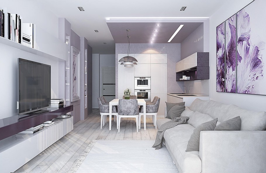 Гостиная в светлых тонах