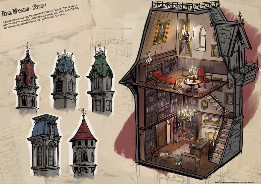 Концепт арты зданий в разрезе