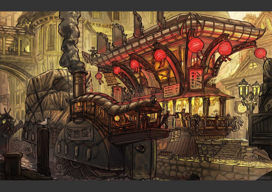 Стимпанк здание арт