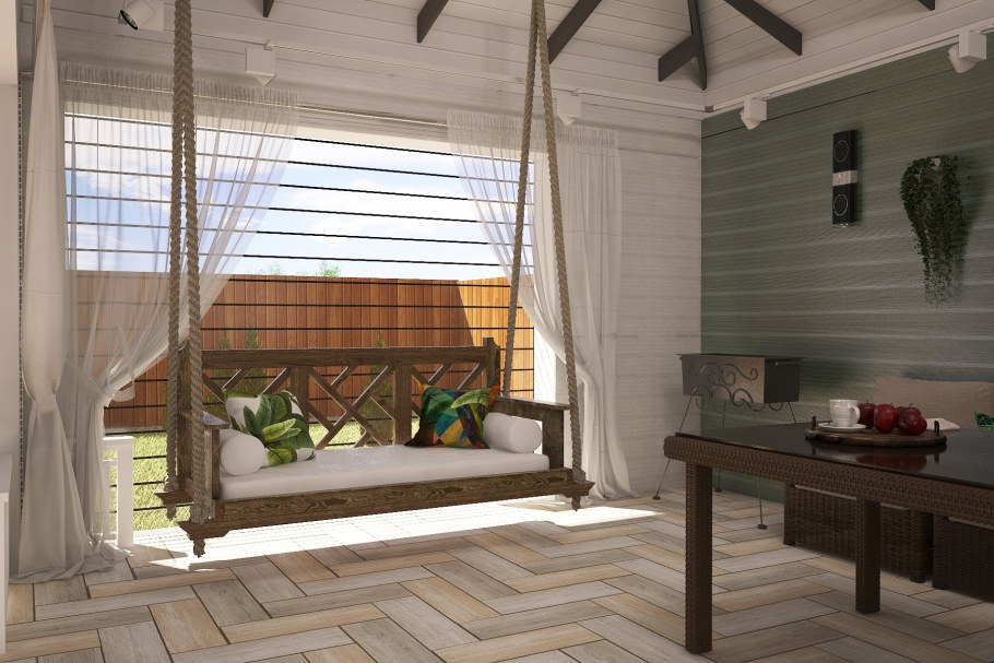 Закрытая неотапливаемая веранда