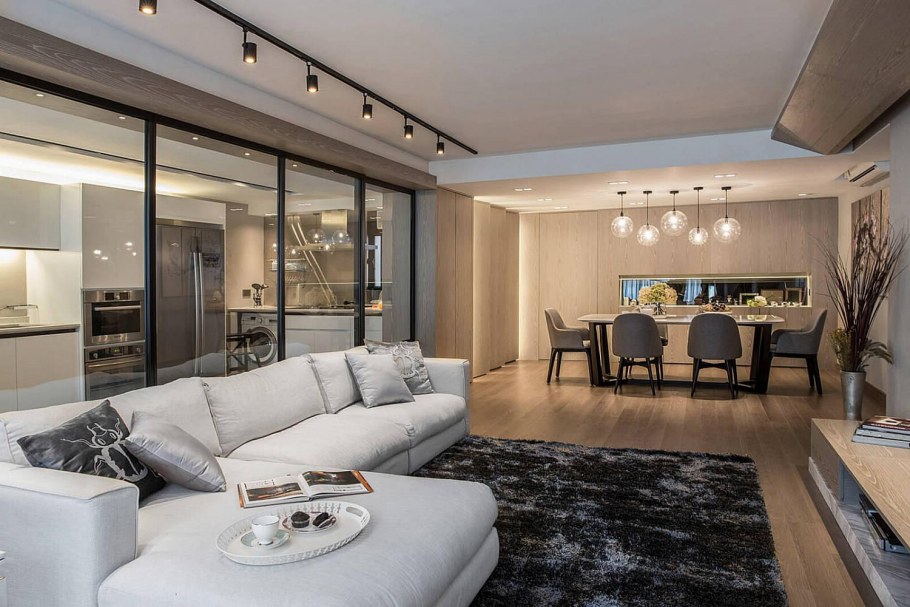 Трековое освещение в гостиной