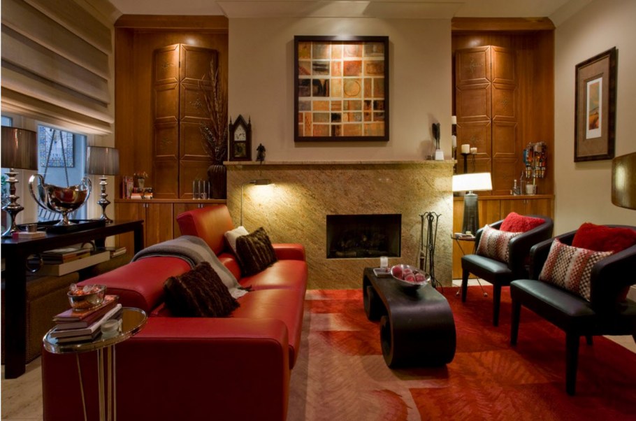 Красно коричневый интерьер