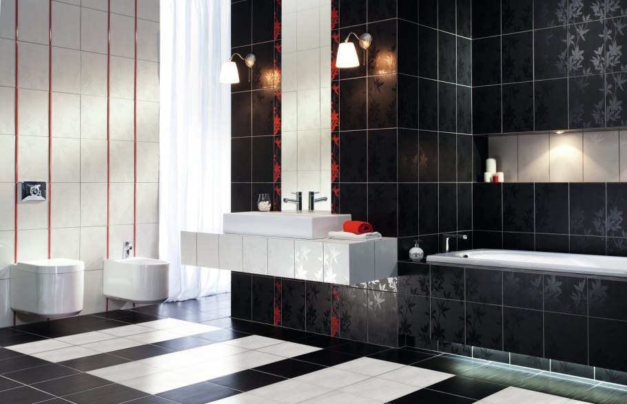 Ванная комната в Красном цвете