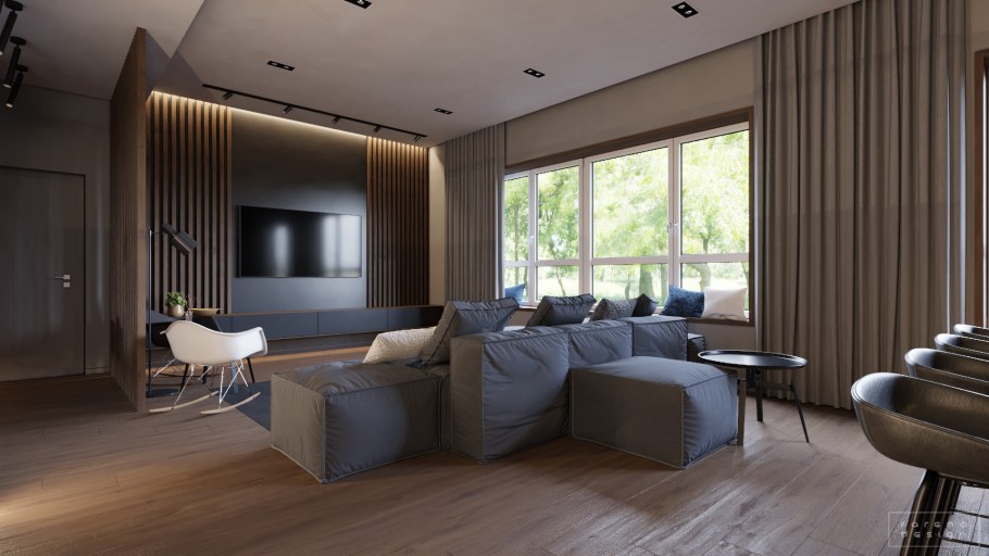 Квартира студия в темных тонах