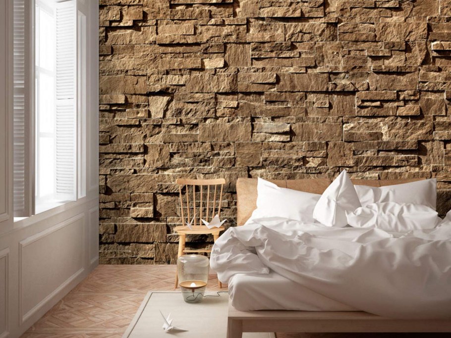 Фотообои под камень в интерьере
