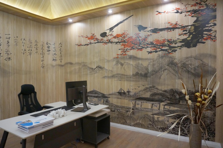 Обои на стену доски голубые