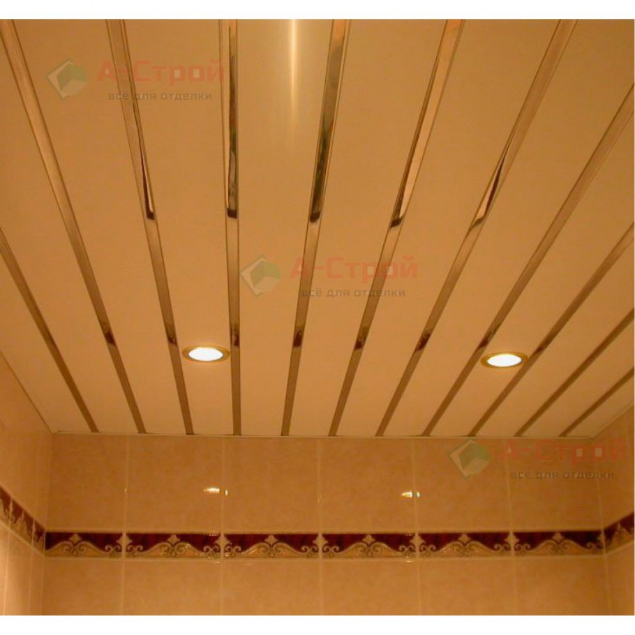Реечный потолок в ванной 2x2