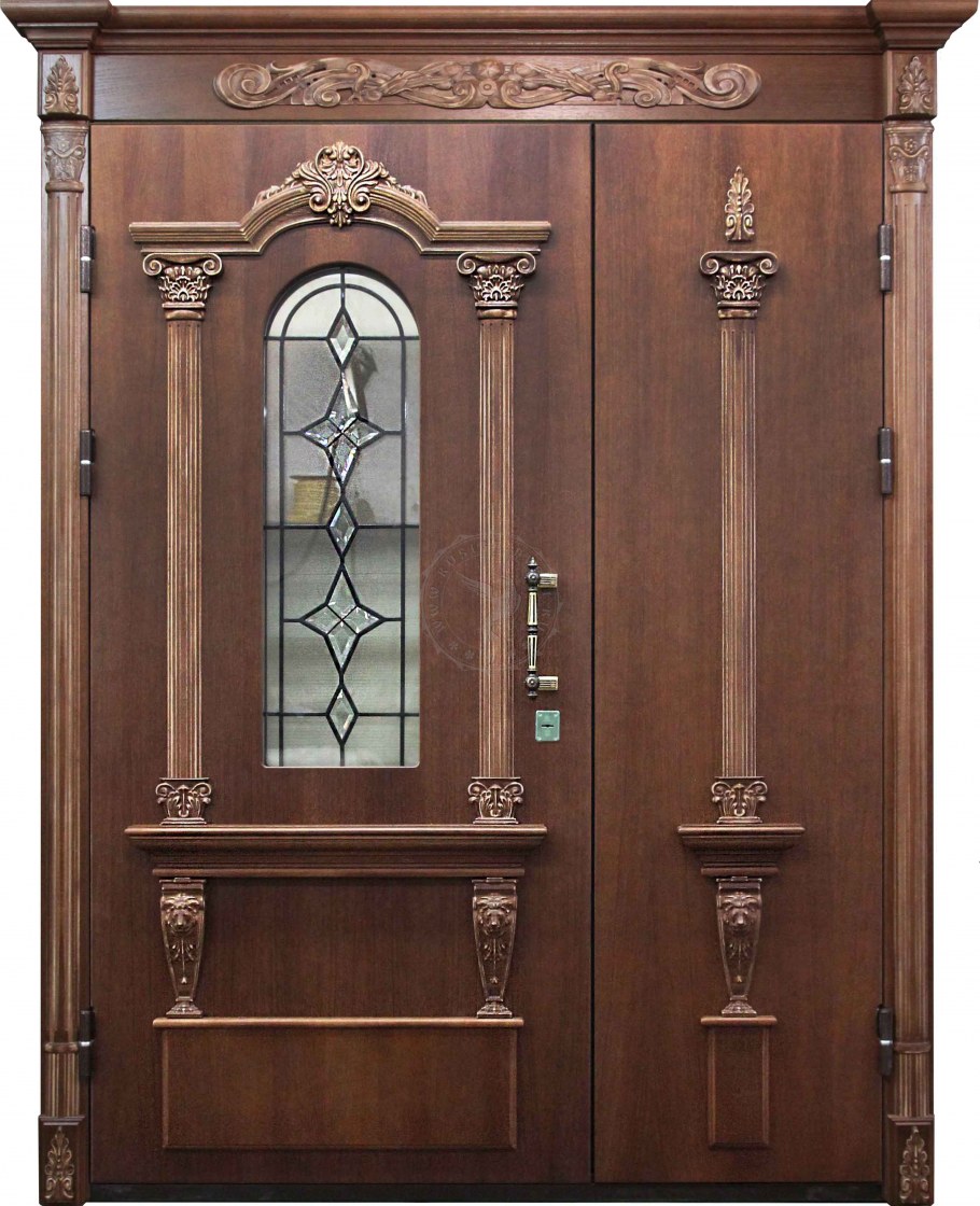 Двустворчатая дверь входная металлическая