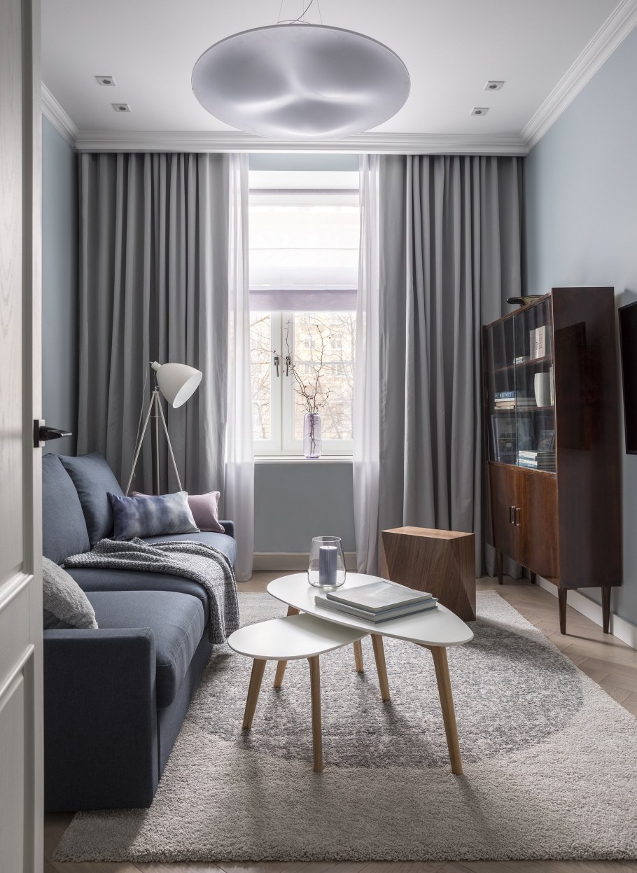 Квартира студия в серых тонах