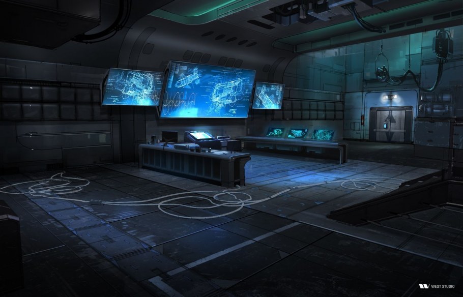 Помещение в стиле киберпанк
