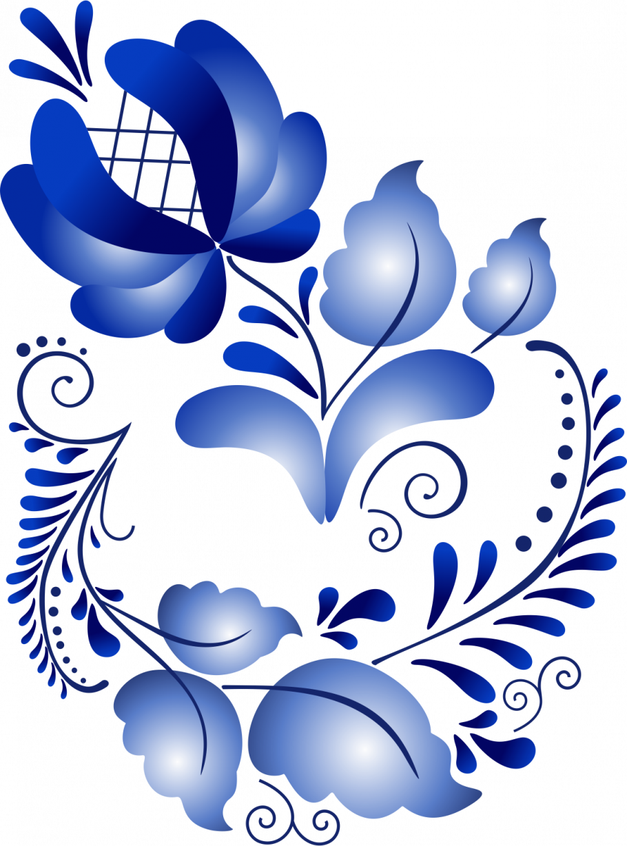 Красивые узоры на сервисе Гжель