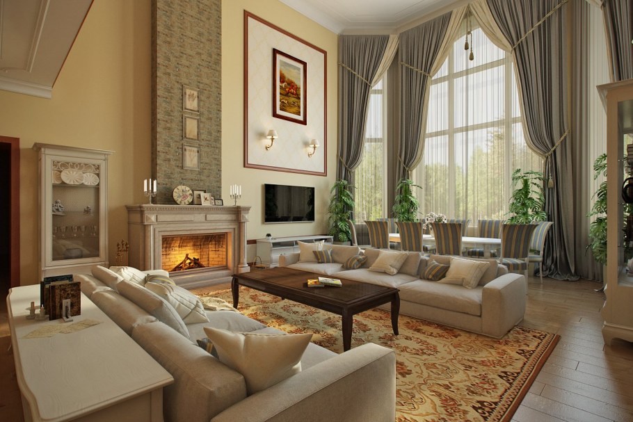 Гостиная в загородном доме