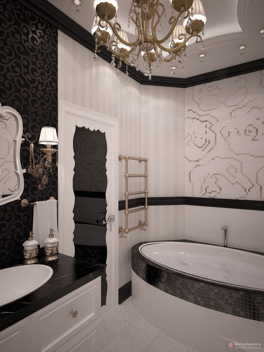 Ванна комната шоколадных тонах ар деко